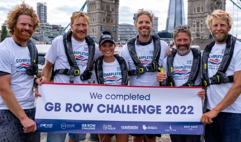 A group of six rowers who completed last year's rowing race around the UK
