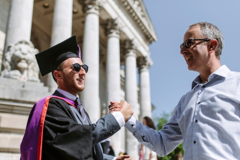 Teacher shaking hands