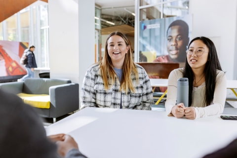 Two students in Eldon hub.