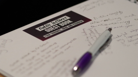A page of the Public lecture guest book 
