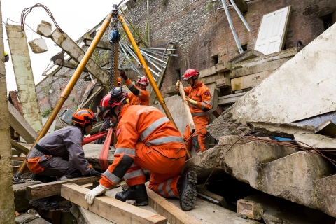 Emergency responders taking part in Simex exercise