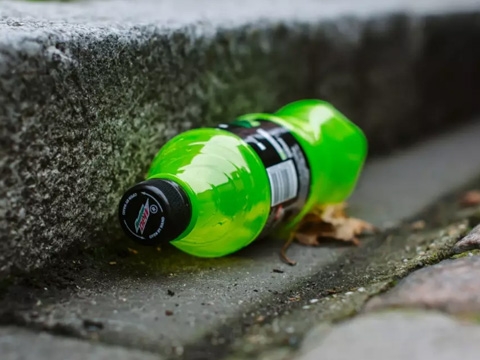Littered plastic bottle in Portsmouth