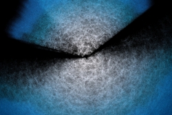 Animation of points emanating in two cones from a centre point.