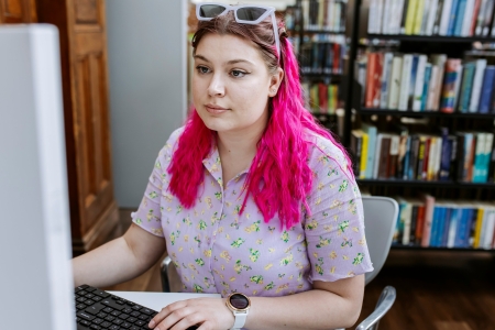 Walthamstow photoshoot - March 2022 Studying using computer