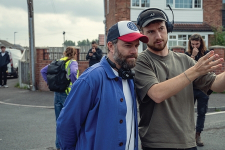 Director and cinematographer on set
