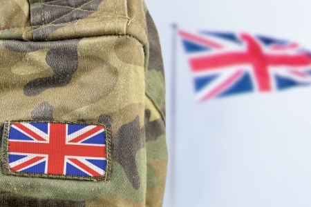 Union Jack flag patch on military uniform